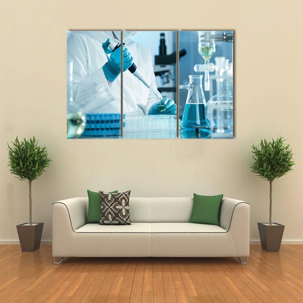 Scientist Working At The Laboratory Canvas Wall Art-3 Horizontal-Gallery Wrap-37" x 24"-Tiaracle