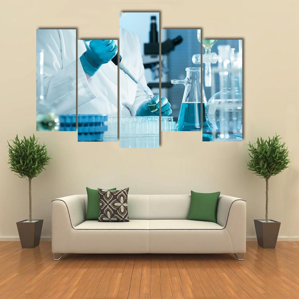 Scientist Working At The Laboratory Canvas Wall Art-5 Pop-Gallery Wrap-47" x 32"-Tiaracle