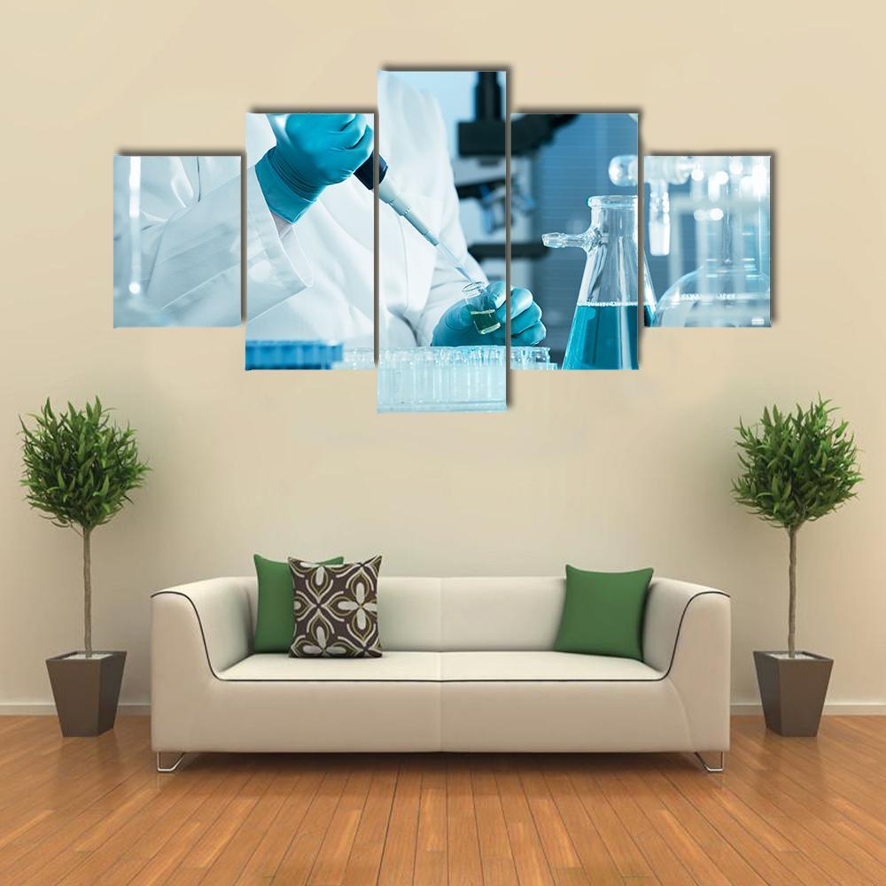 Scientist Working At The Laboratory Canvas Wall Art-5 Star-Gallery Wrap-62" x 32"-Tiaracle
