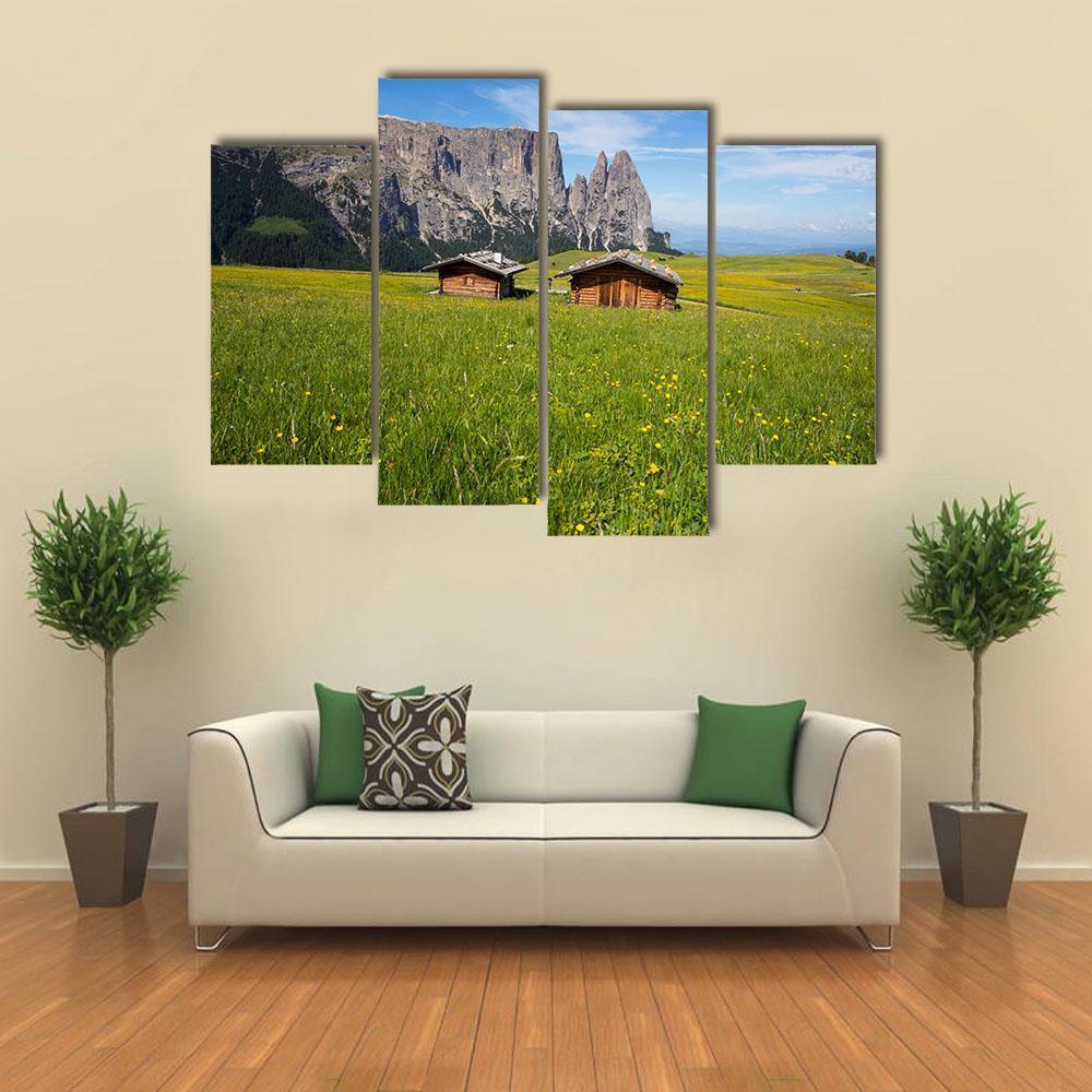 Sciliar Mountain Massif With Santner Peak Canvas Wall Art-4 Pop-Gallery Wrap-50" x 32"-Tiaracle