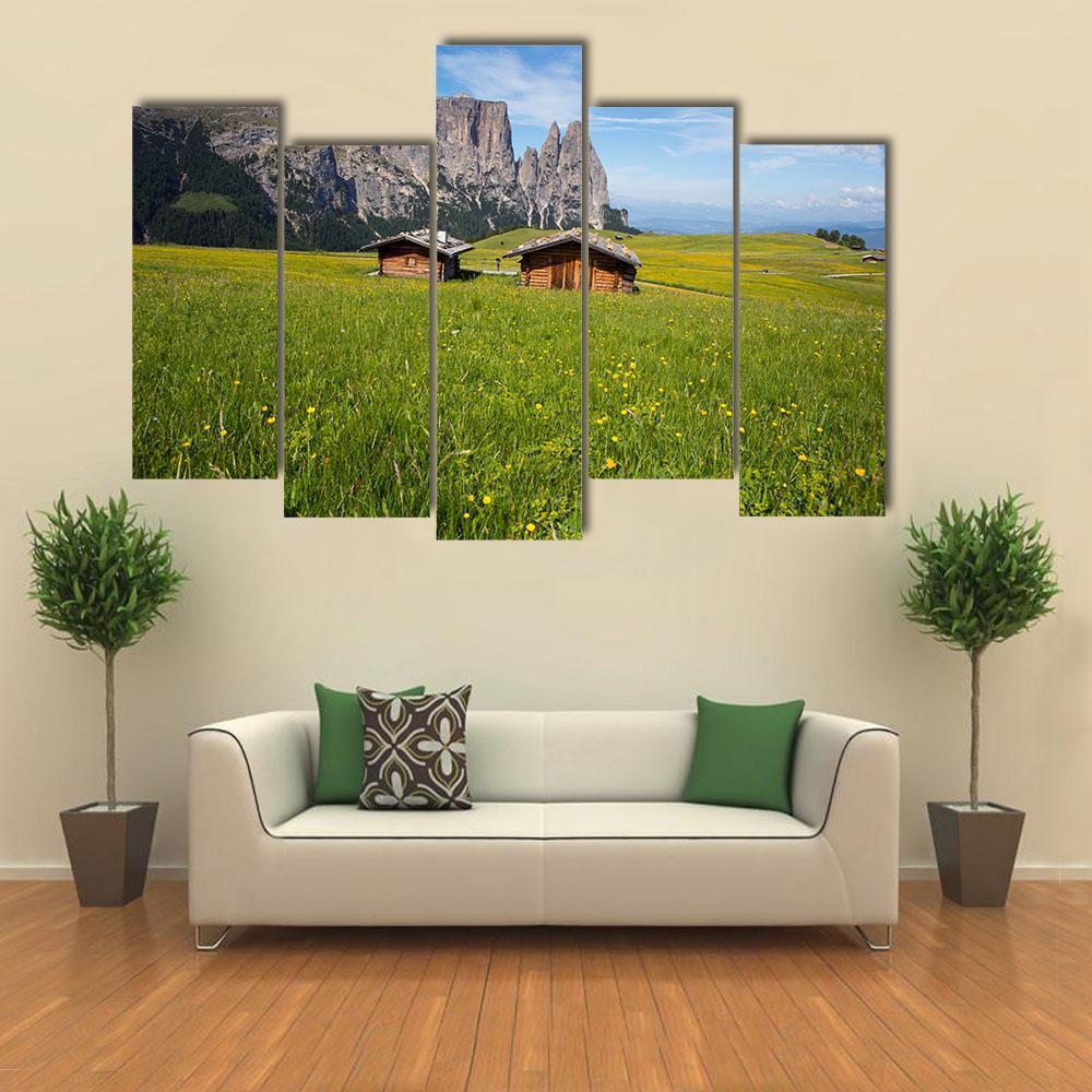 Sciliar Mountain Massif With Santner Peak Canvas Wall Art-5 Pop-Gallery Wrap-47" x 32"-Tiaracle
