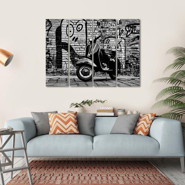 Scooter In front Of A Wall Canvas Wall Art-4 Horizontal-Gallery Wrap-34" x 24"-Tiaracle