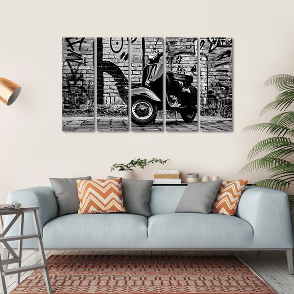 Scooter In front Of A Wall Canvas Wall Art-5 Horizontal-Gallery Wrap-22" x 12"-Tiaracle