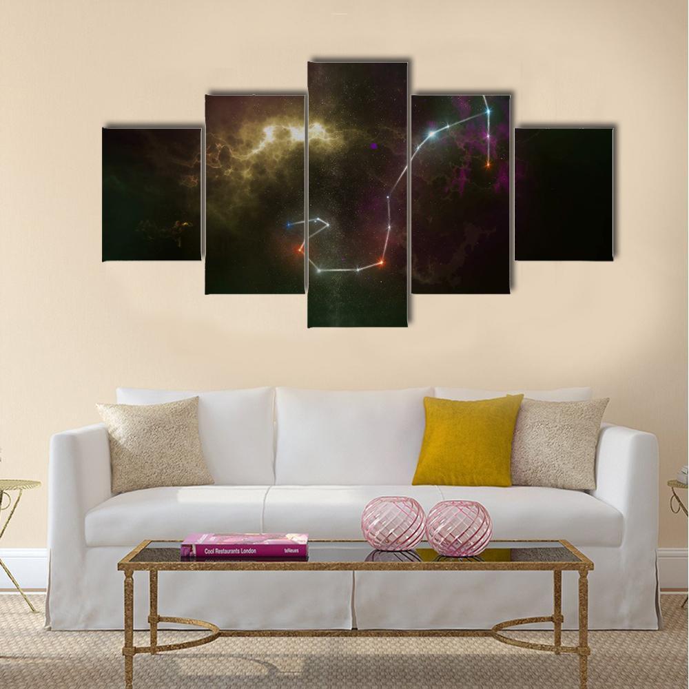 Scorpio Constellation Canvas Wall Art-5 Star-Gallery Wrap-42" x 21"-Tiaracle