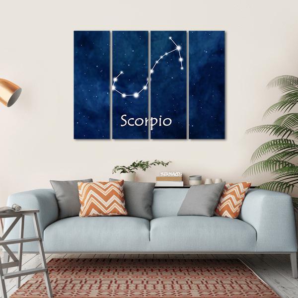 Scorpio Horoscope Constellation Canvas Wall Art-4 Horizontal-Gallery Wrap-34" x 24"-Tiaracle