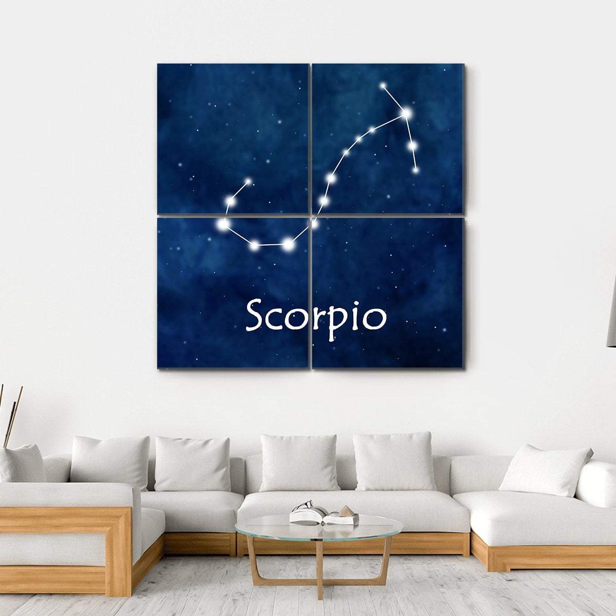Scorpio Horoscope Constellation Canvas Wall Art-4 Square-Gallery Wrap-17" x 17"-Tiaracle