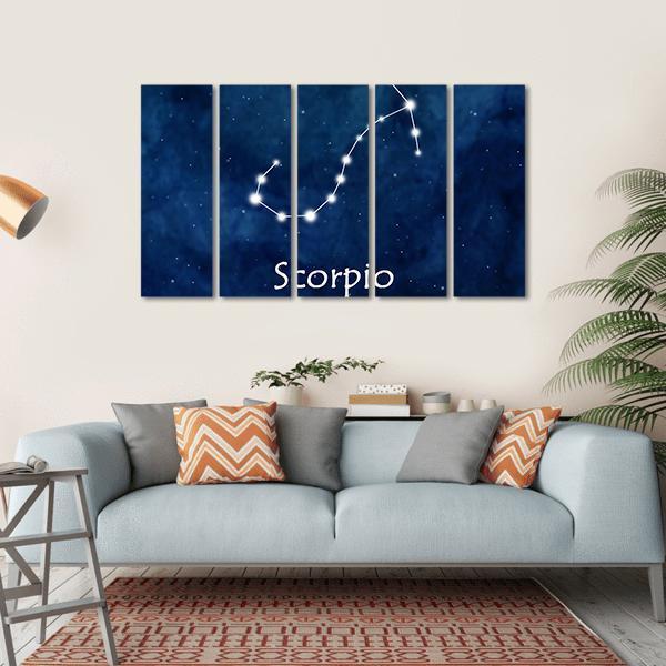 Scorpio Horoscope Constellation Canvas Wall Art-5 Horizontal-Gallery Wrap-22" x 12"-Tiaracle