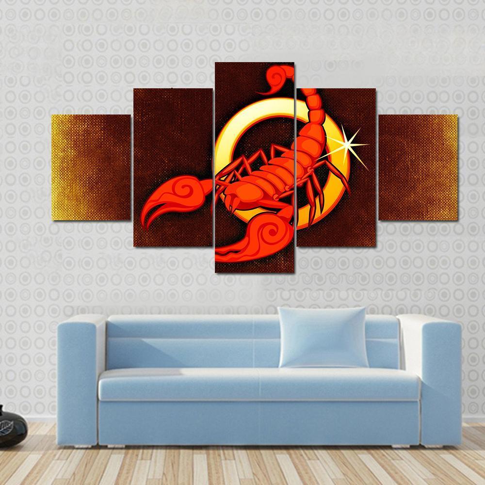 Scorpio Horoscope Canvas Wall Art-5 Star-Gallery Wrap-42" x 21"-Tiaracle