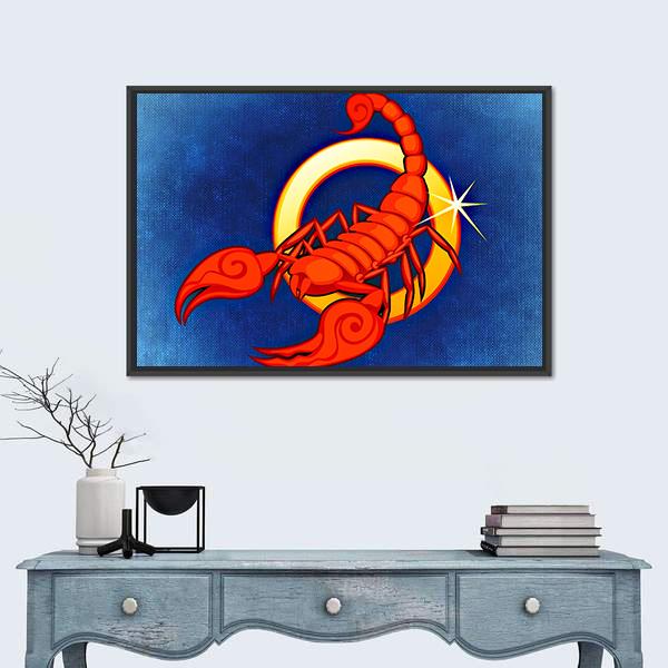 Scorpio Zodiac Sign Canvas Wall Art-1 Piece-Floating Frame-24" x 16"-Tiaracle