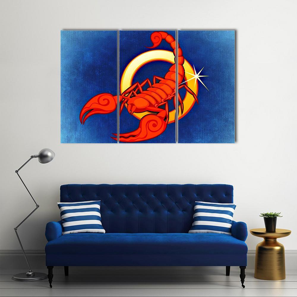 Scorpio Zodiac Sign Canvas Wall Art-3 Horizontal-Gallery Wrap-25" x 16"-Tiaracle