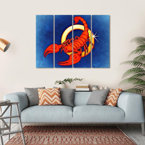 Scorpio Zodiac Sign Canvas Wall Art-4 Horizontal-Gallery Wrap-34" x 24"-Tiaracle