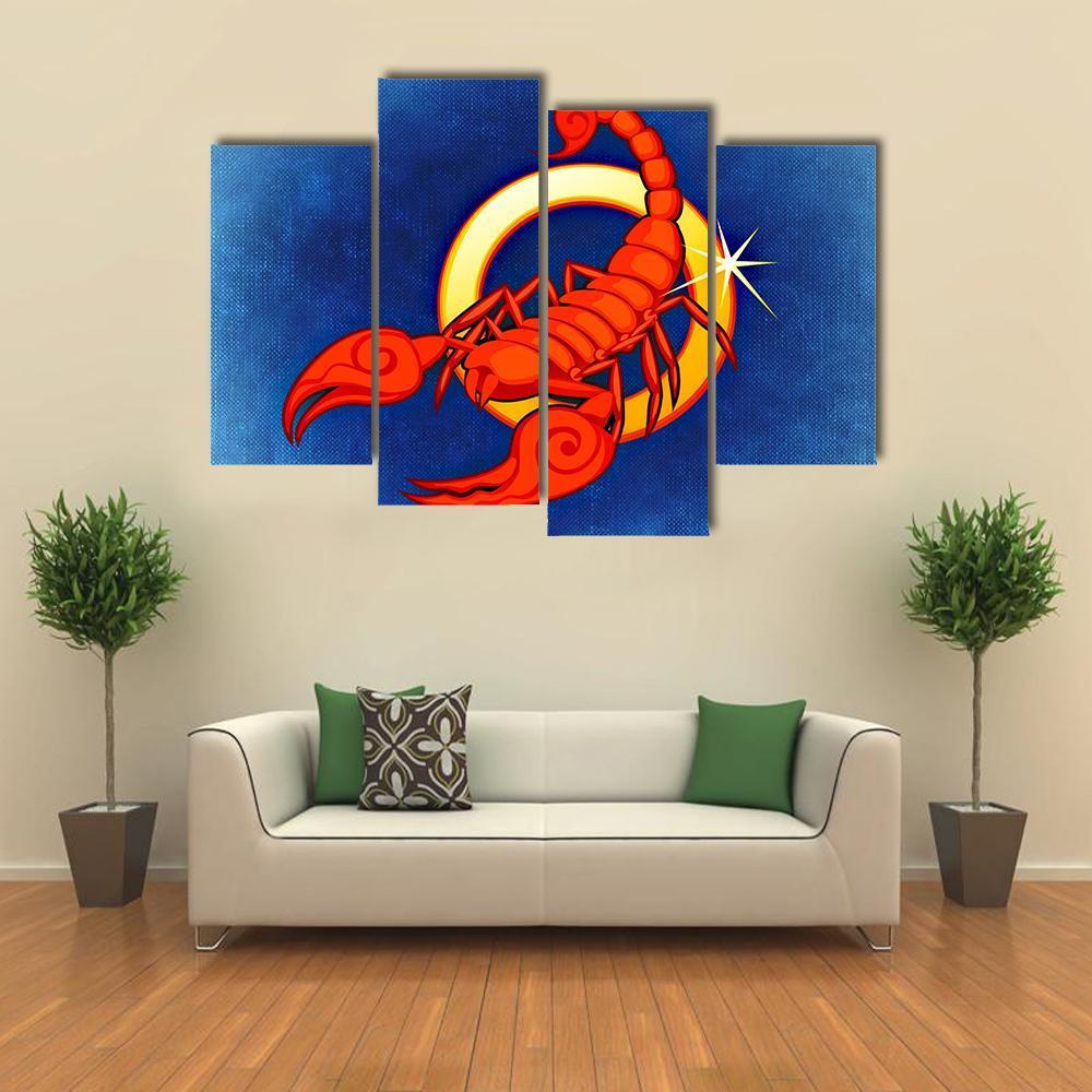 Scorpio Zodiac Sign Canvas Wall Art-4 Pop-Gallery Wrap-34" x 20"-Tiaracle