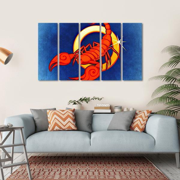 Scorpio Zodiac Sign Canvas Wall Art-5 Horizontal-Gallery Wrap-22" x 12"-Tiaracle
