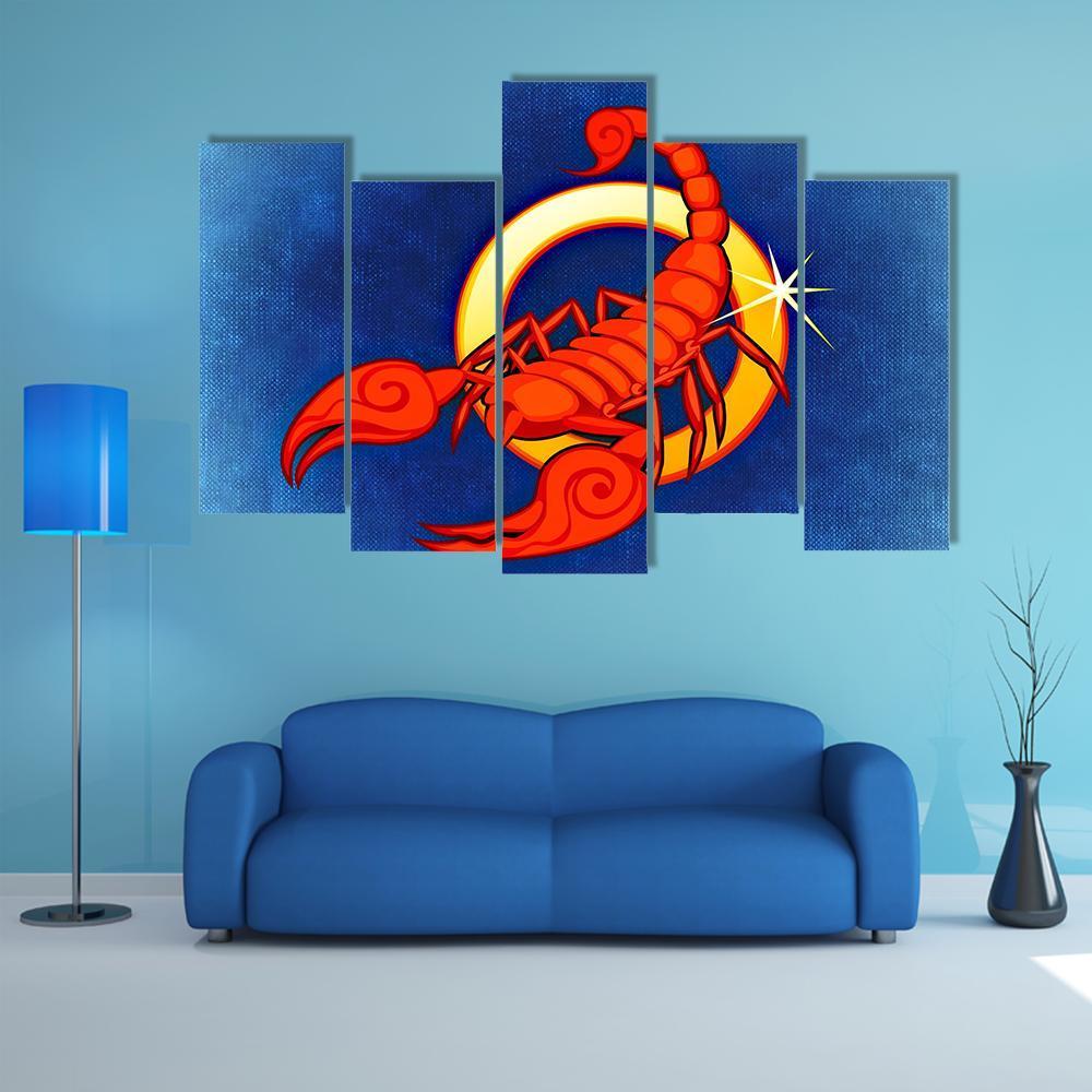 Scorpio Zodiac Sign Canvas Wall Art-5 Pop-Gallery Wrap-32" x 21"-Tiaracle