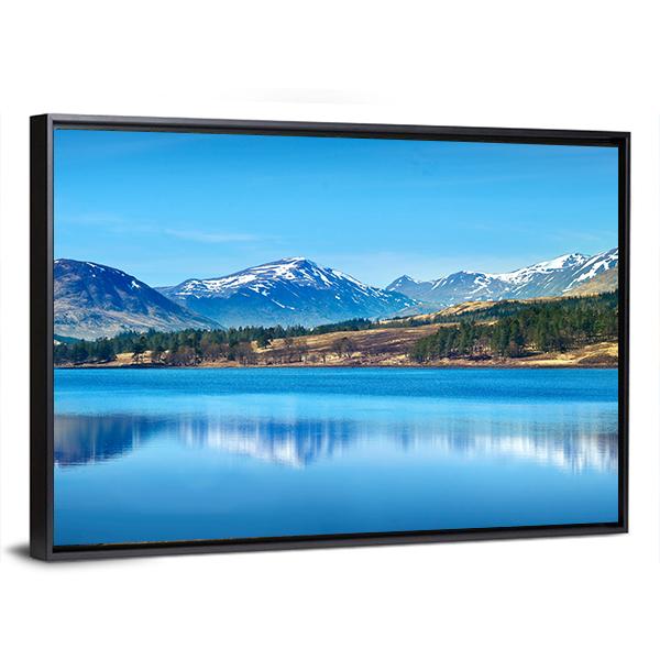 Scottish Highlands Lake Canvas Wall Art-3 Horizontal-Gallery Wrap-25" x 16"-Tiaracle