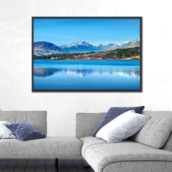 Scottish Highlands Lake Canvas Wall Art-3 Horizontal-Gallery Wrap-25" x 16"-Tiaracle