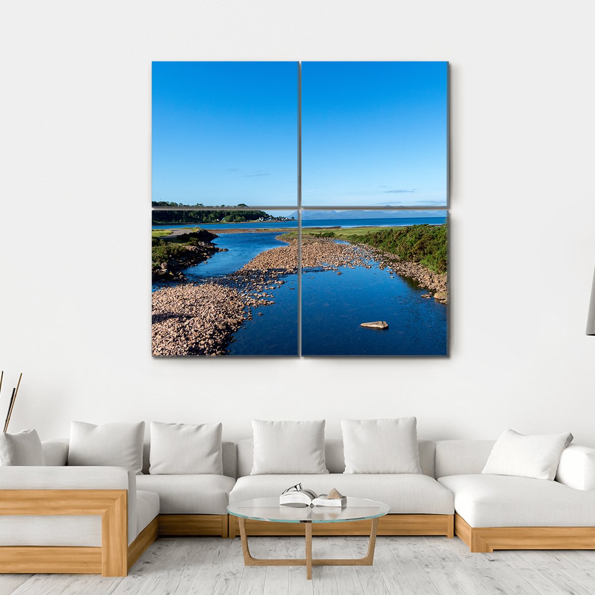 Scottish Lake In The Highlands Canvas Wall Art-4 Square-Gallery Wrap-17" x 17"-Tiaracle