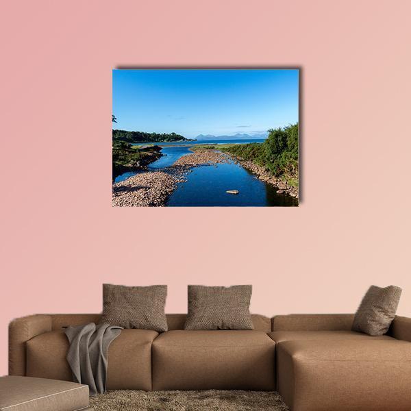 Scottish Lake In The Highlands Canvas Wall Art-5 Star-Gallery Wrap-62" x 32"-Tiaracle