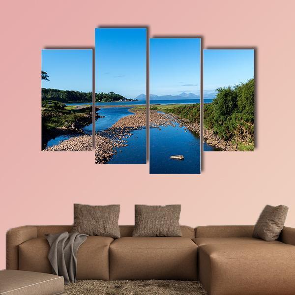 Scottish Lake In The Highlands Canvas Wall Art-4 Pop-Gallery Wrap-50" x 32"-Tiaracle