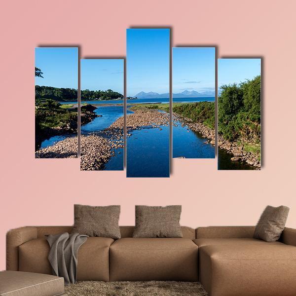 Scottish Lake In The Highlands Canvas Wall Art-5 Pop-Gallery Wrap-47" x 32"-Tiaracle