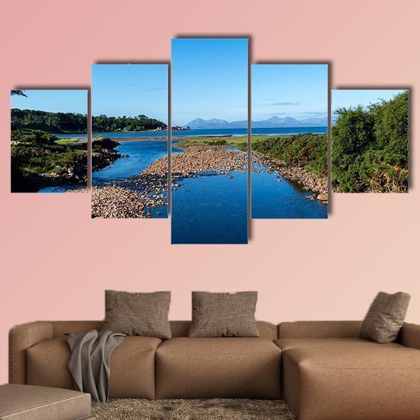 Scottish Lake In The Highlands Canvas Wall Art-5 Star-Gallery Wrap-62" x 32"-Tiaracle