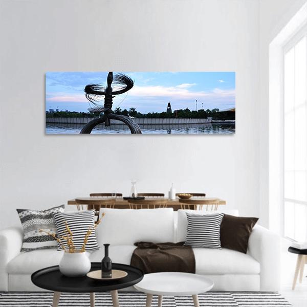Sculpture Of Art Panoramic Canvas Wall Art-3 Piece-25" x 08"-Tiaracle