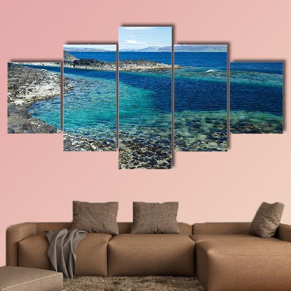 Sea At Staffa Island Canvas Wall Art-5 Star-Gallery Wrap-62" x 32"-Tiaracle