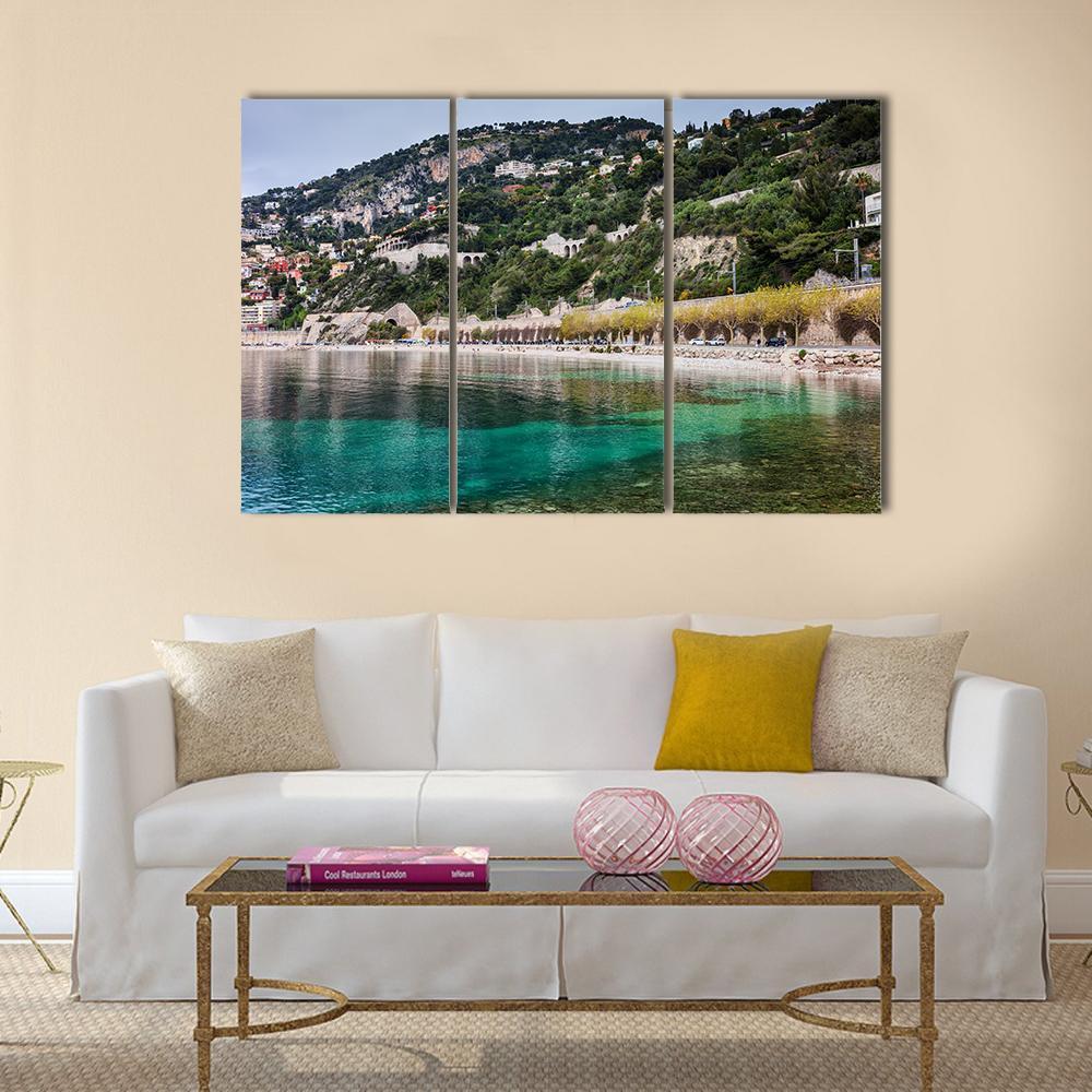 Sea Bay And French Riviera Canvas Wall Art-3 Horizontal-Gallery Wrap-37" x 24"-Tiaracle
