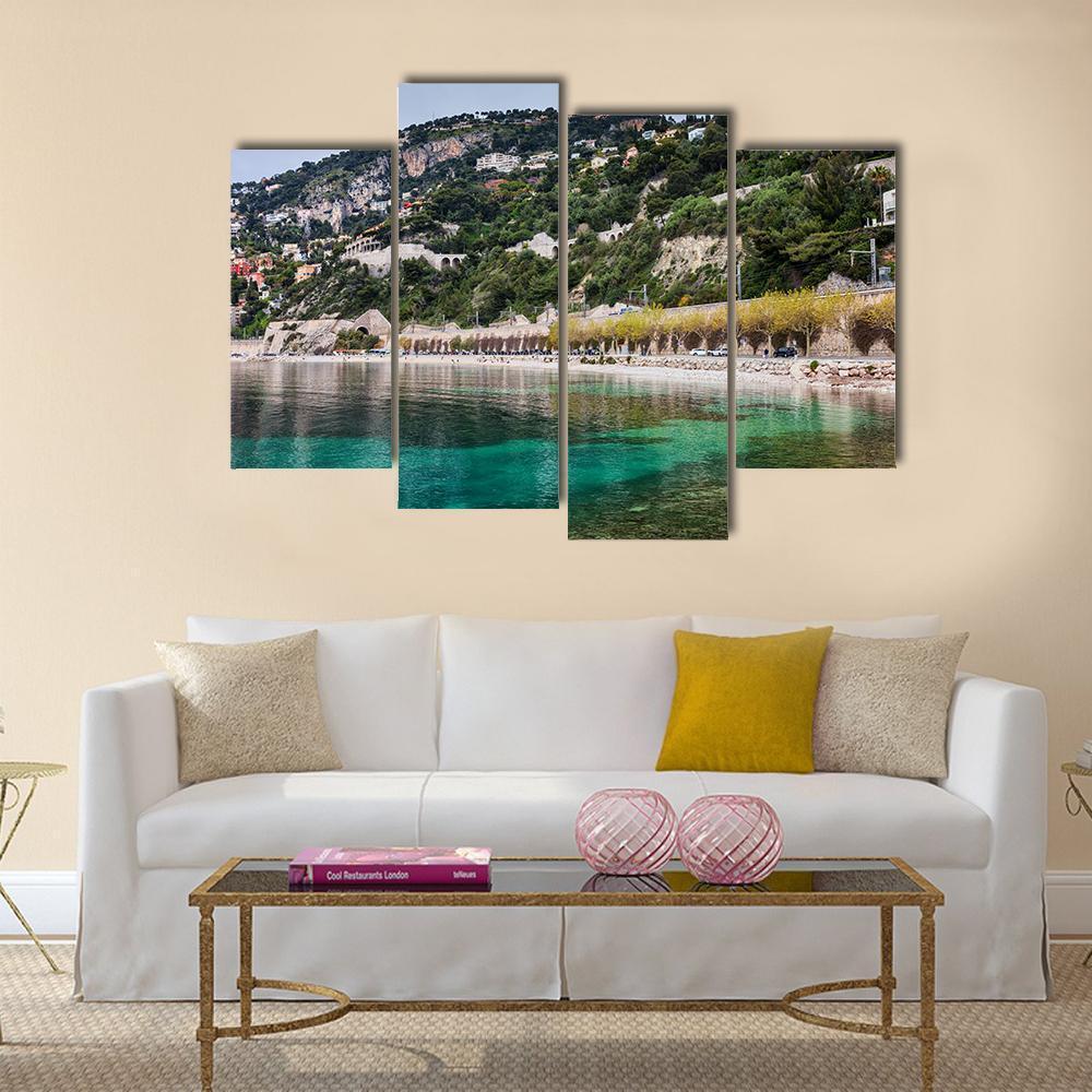 Sea Bay And French Riviera Canvas Wall Art-4 Pop-Gallery Wrap-50" x 32"-Tiaracle