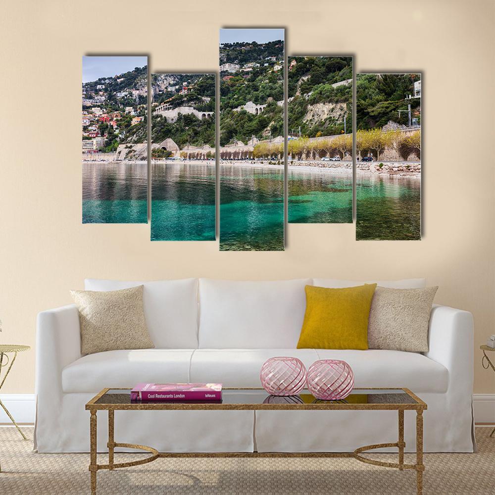Sea Bay And French Riviera Canvas Wall Art-5 Pop-Gallery Wrap-47" x 32"-Tiaracle