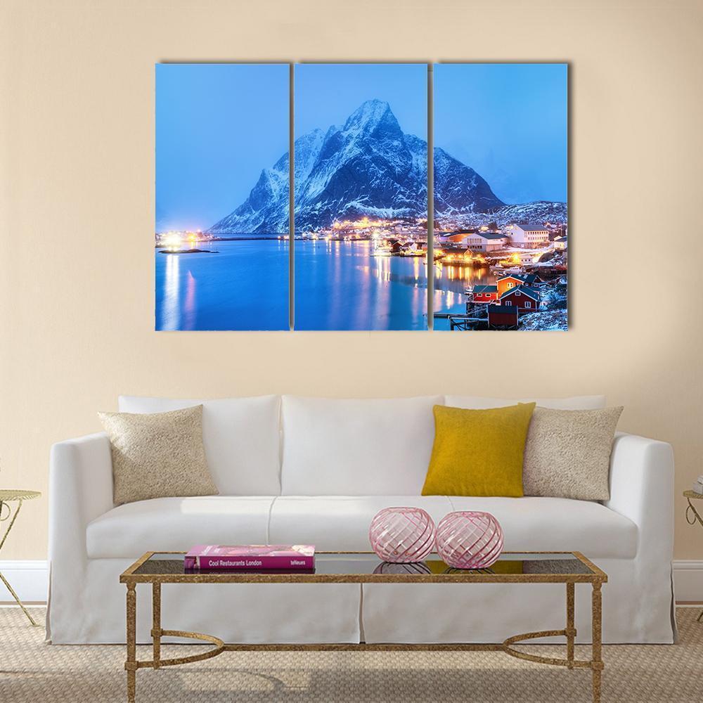 Sea Bay In The Lofoten Islands Canvas Wall Art-5 Star-Gallery Wrap-62" x 32"-Tiaracle