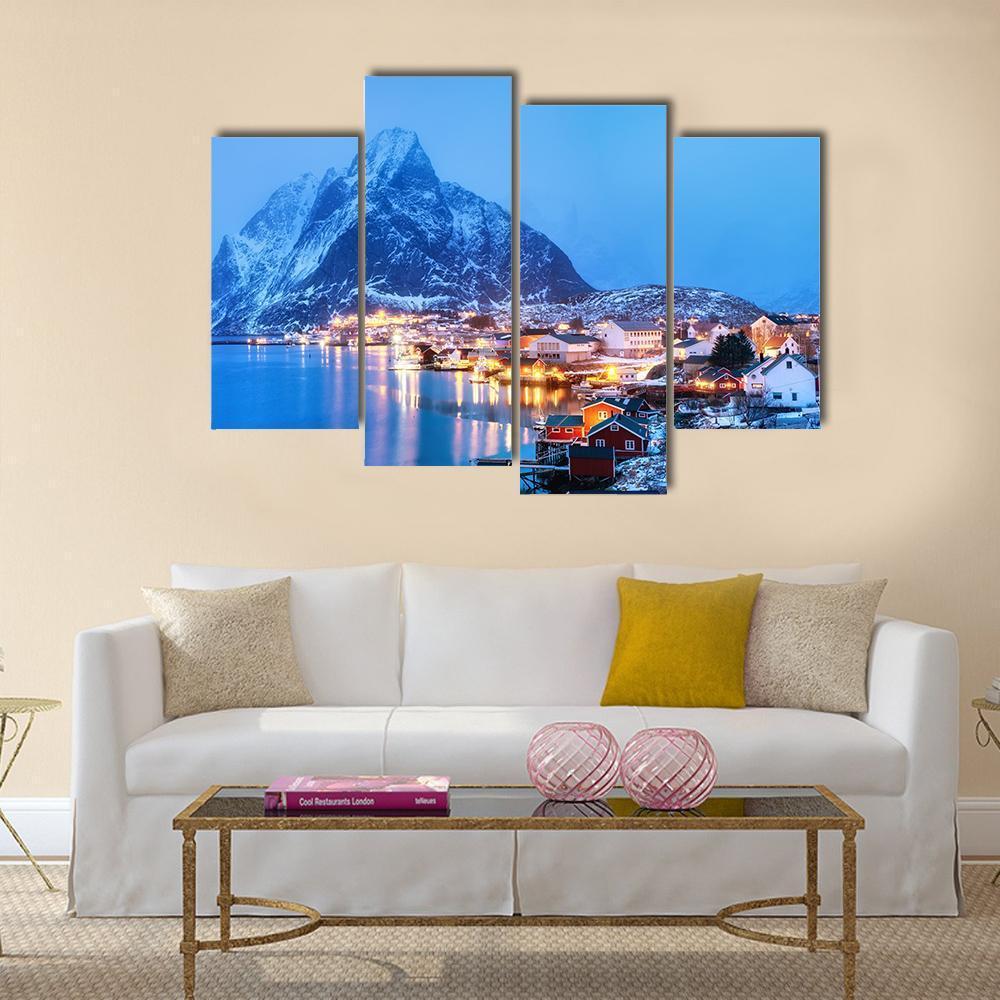 Sea Bay In The Lofoten Islands Canvas Wall Art-4 Pop-Gallery Wrap-50" x 32"-Tiaracle