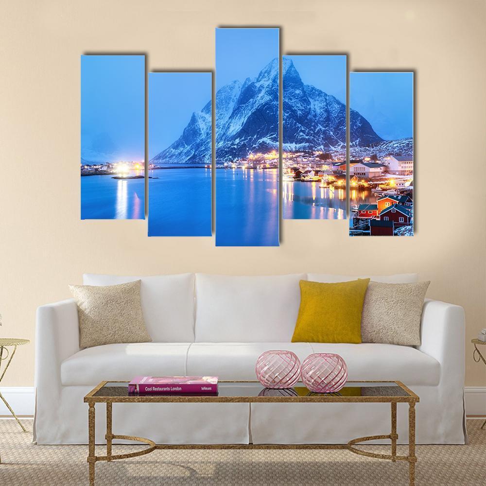 Sea Bay In The Lofoten Islands Canvas Wall Art-5 Pop-Gallery Wrap-47" x 32"-Tiaracle