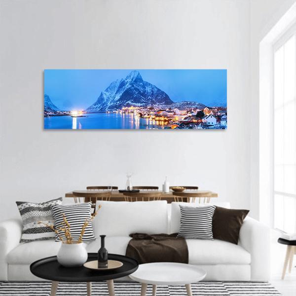 Sea Bay In The Lofoten Islands Panoramic Canvas Wall Art-1 Piece-36" x 12"-Tiaracle