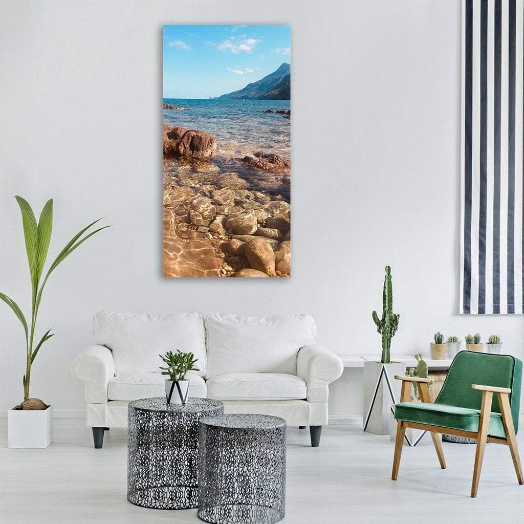 Sea Beach Vertical Canvas Wall Art-3 Vertical-Gallery Wrap-12" x 25"-Tiaracle