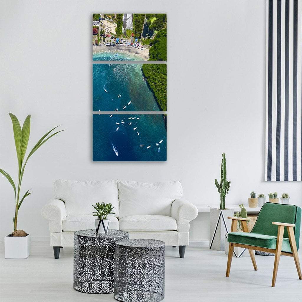 Sea Beach View Vertical Canvas Wall Art-3 Vertical-Gallery Wrap-12" x 25"-Tiaracle