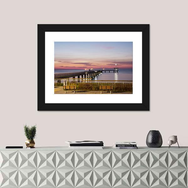 Sea Bridge In Burgas Bay In Bulgaria Canvas Wall Art-1 Piece-Framed Print-20" x 16"-Tiaracle
