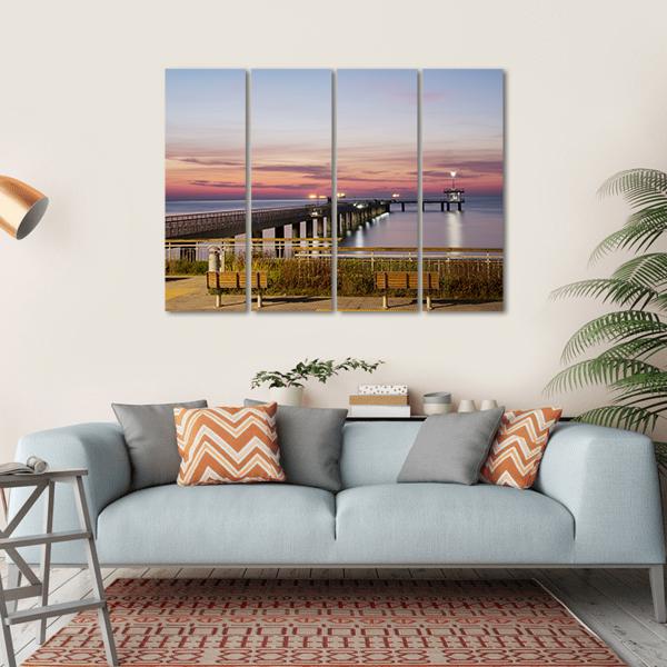 Sea Bridge In Burgas Bay In Bulgaria Canvas Wall Art-4 Horizontal-Gallery Wrap-34" x 24"-Tiaracle