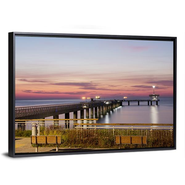 Sea Bridge In Burgas Bay In Bulgaria Canvas Wall Art-3 Horizontal-Gallery Wrap-25" x 16"-Tiaracle
