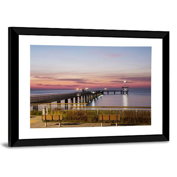 Sea Bridge In Burgas Bay In Bulgaria Canvas Wall Art-3 Horizontal-Gallery Wrap-25" x 16"-Tiaracle