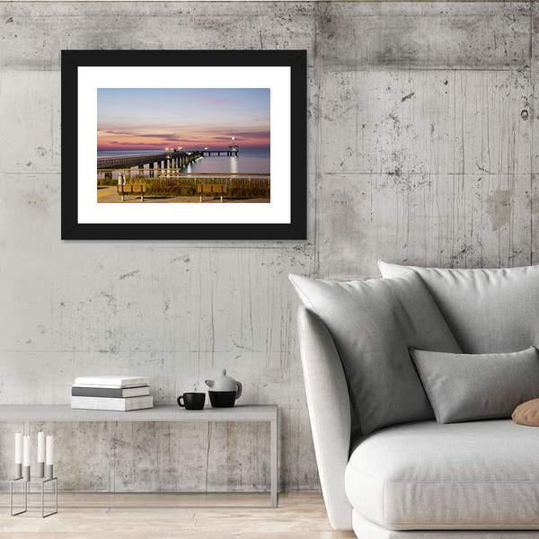Sea Bridge In Burgas Bay In Bulgaria Canvas Wall Art-3 Horizontal-Gallery Wrap-25" x 16"-Tiaracle