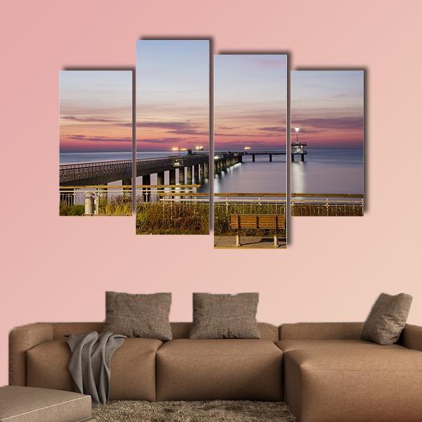 Sea Bridge In Burgas Bay In Bulgaria Canvas Wall Art-4 Pop-Gallery Wrap-50" x 32"-Tiaracle