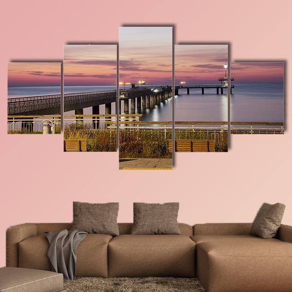 Sea Bridge In Burgas Bay In Bulgaria Canvas Wall Art-5 Star-Gallery Wrap-62" x 32"-Tiaracle