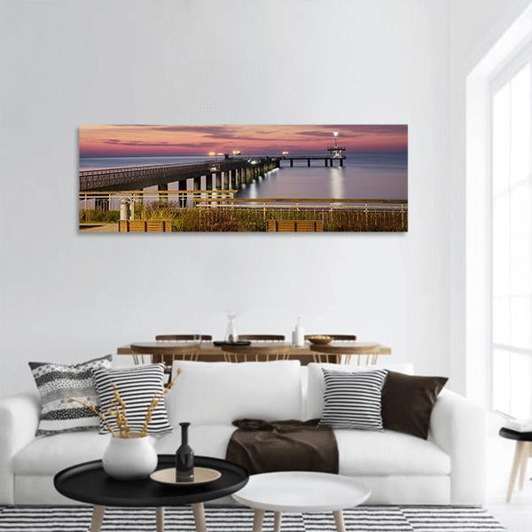 Sea Bridge In Burgas Bay In Bulgaria Panoramic Canvas Wall Art-1 Piece-36" x 12"-Tiaracle