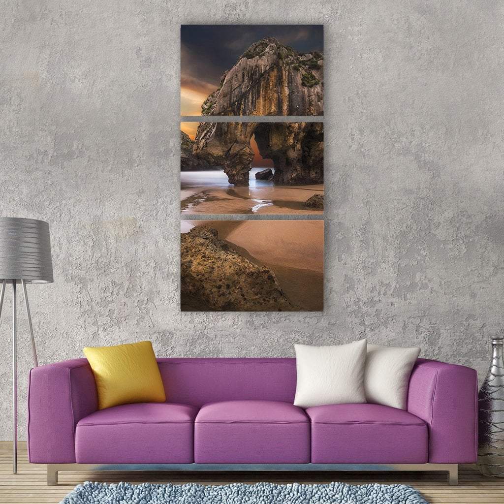 Sea Caves And Beach In Austria Vertical Canvas Wall Art-3 Vertical-Gallery Wrap-12" x 25"-Tiaracle