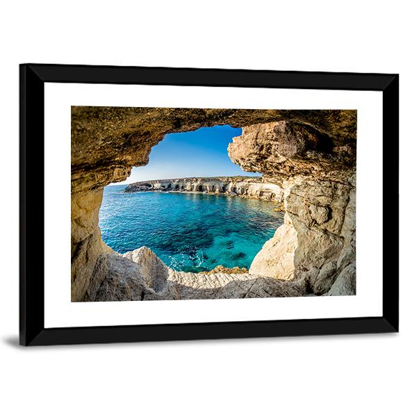 Sea Caves Near Ayia Napa In Cyprus Canvas Wall Art-3 Horizontal-Gallery Wrap-25" x 16"-Tiaracle