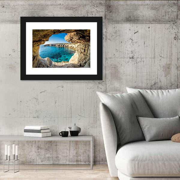 Sea Caves Near Ayia Napa In Cyprus Canvas Wall Art-3 Horizontal-Gallery Wrap-25" x 16"-Tiaracle