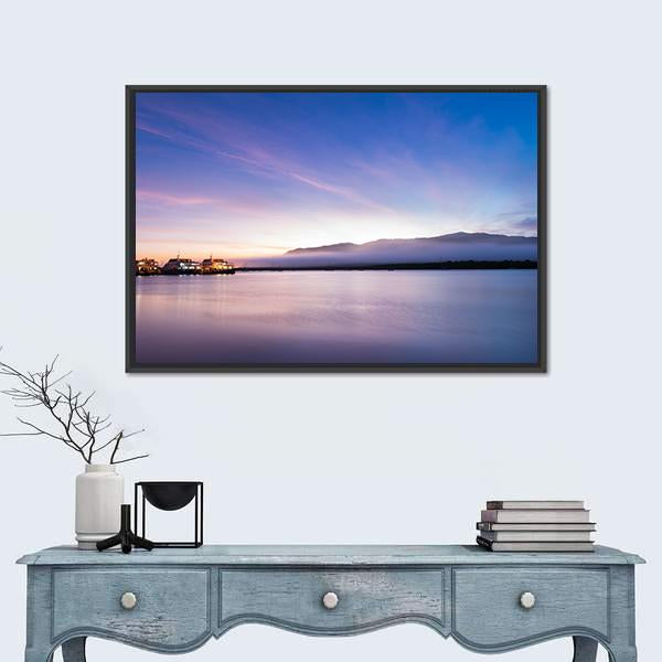 Sea Coast At Sunrise Canvas Wall Art-1 Piece-Floating Frame-24" x 16"-Tiaracle