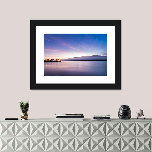 Sea Coast At Sunrise Canvas Wall Art-1 Piece-Framed Print-20" x 16"-Tiaracle
