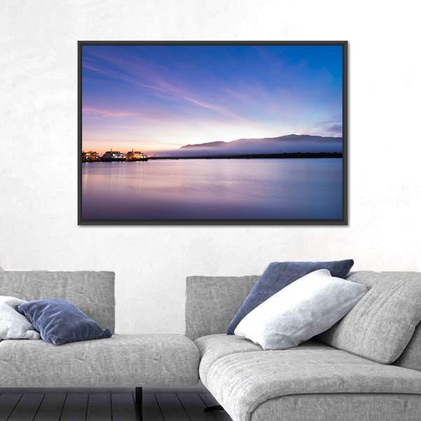 Sea Coast At Sunrise Canvas Wall Art-3 Horizontal-Gallery Wrap-25" x 16"-Tiaracle